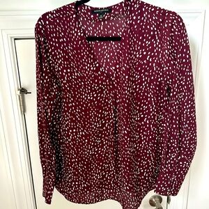 Banana Republic wine colored print blouse. Size M.